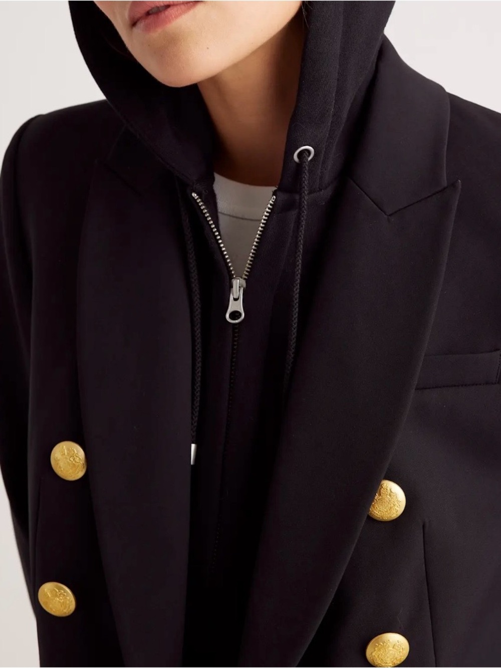 Quince Scuba Captain's Convertible Blazer With Insert - size XS - NWT - black